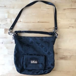 Coach fabric embossed/jacquard black shoulder bag